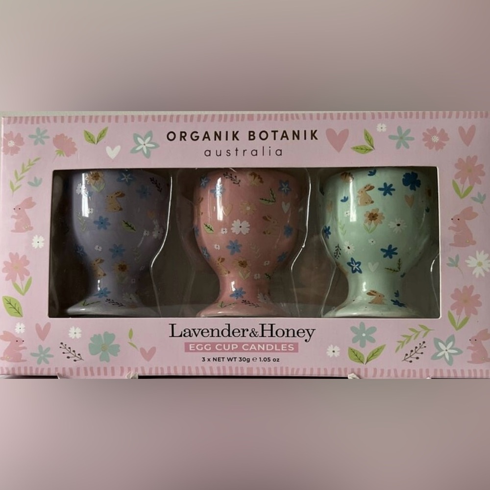 Lavender & Honey Egg Cup Candles - Pink and Green